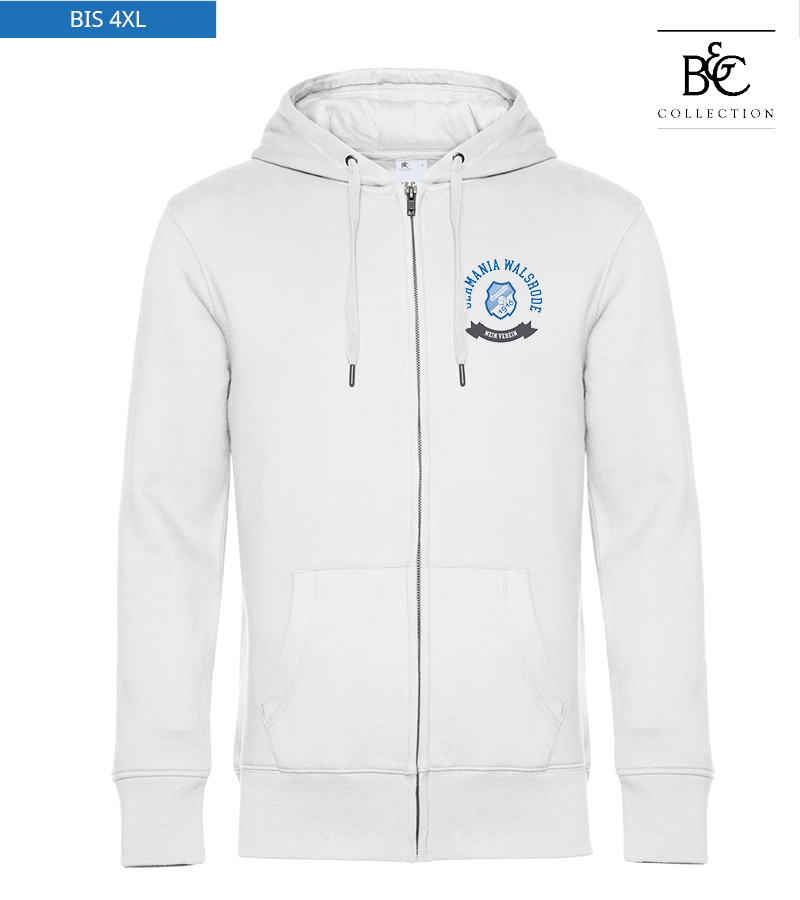 B&C Herren Zipped Hoodie White "Bono"