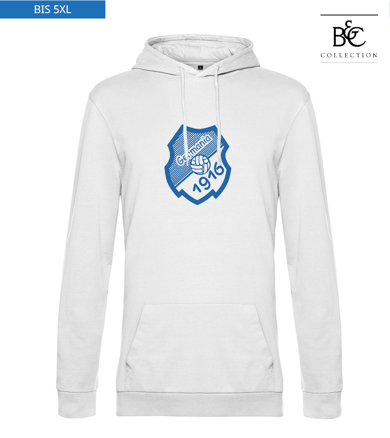 B&C Herren Hoodie White "Anton Frontprint"