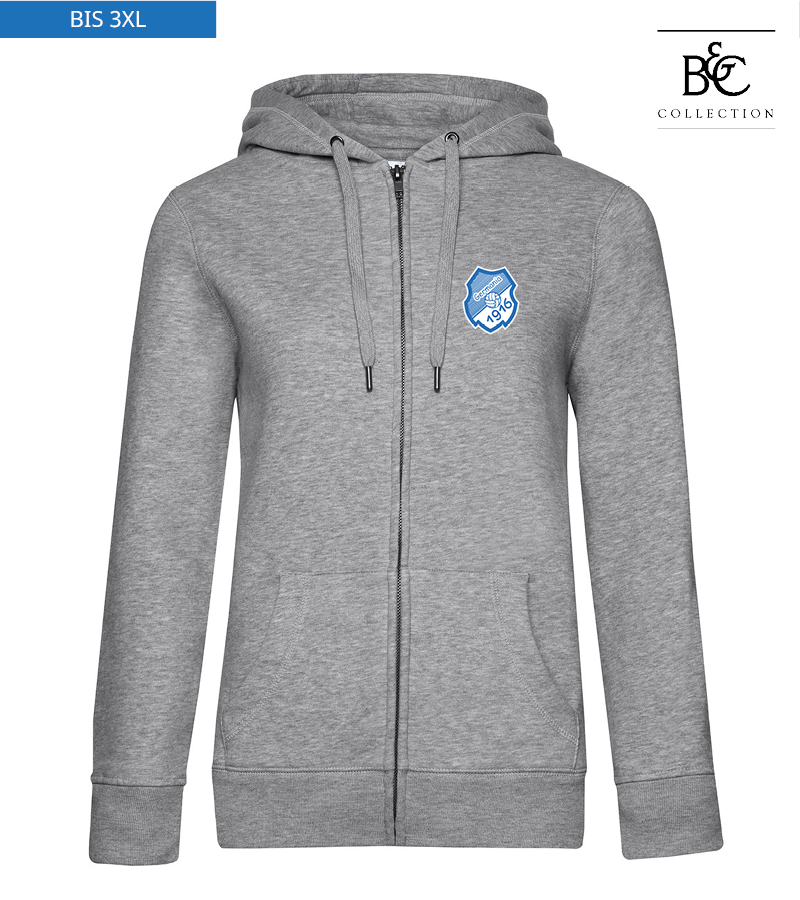 B&C Damen Zipped Hoodie Heather Grey "Anton"