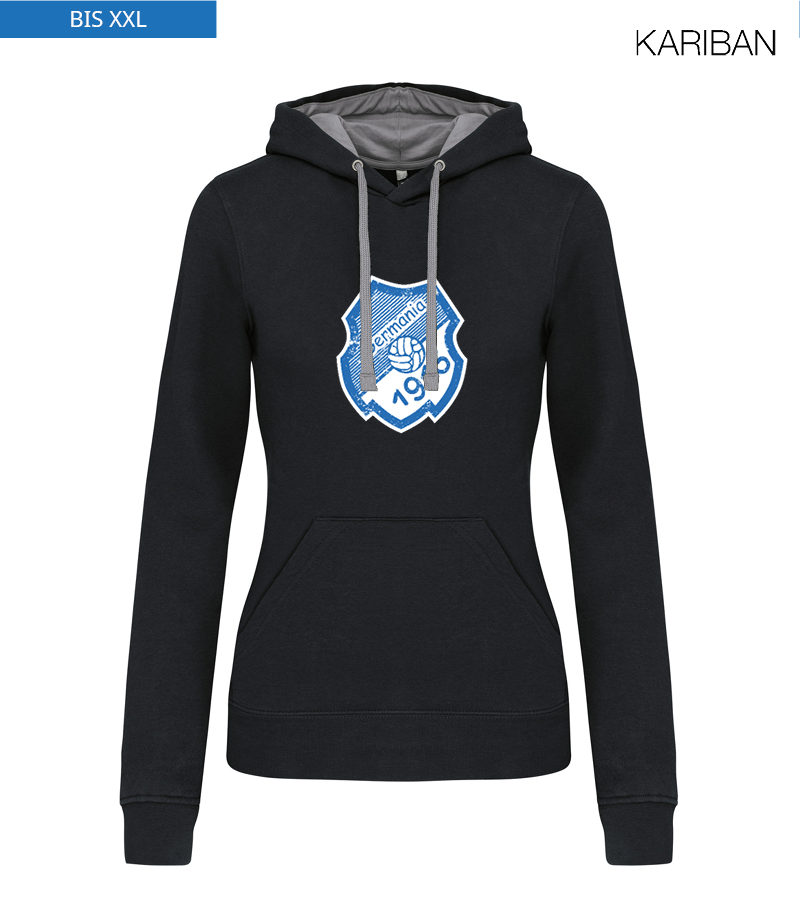 Kariban Damen Hoodie Black Fine Grey "Uwe Frontprint"