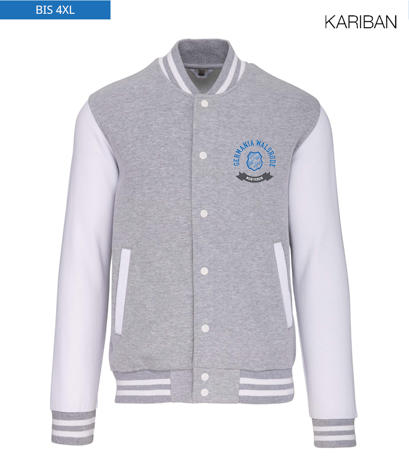 Kariban Unisex Collegejacke Oxford-Grey White "Bono"